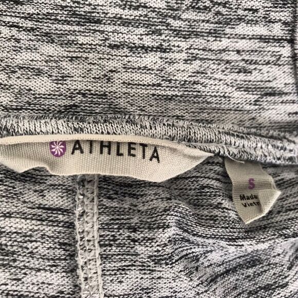 Athleta Sweater Womens Size S Heather Gray Heavy Knit Pockets Open Front Hoodie - Picture 8 of 10